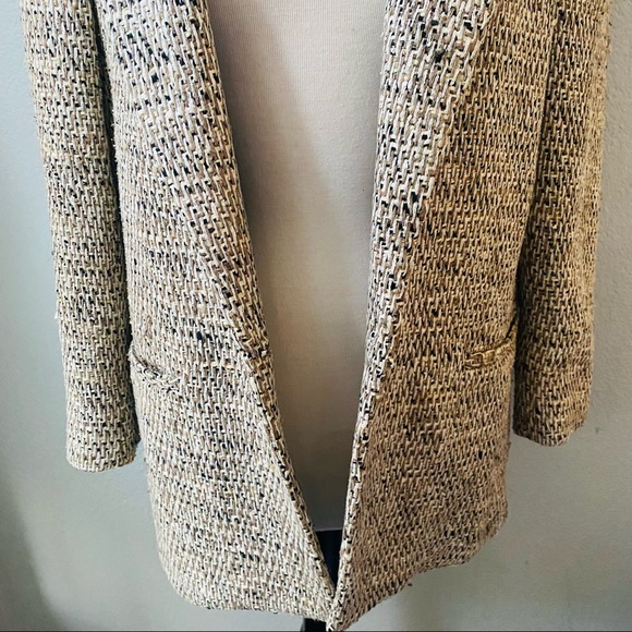 EMIL RUTENBERG vintage tan handwoven silk one button oversized blazer jacket M - Picture 7 of 13